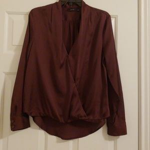Silky Soft Faux Wrap Blouse